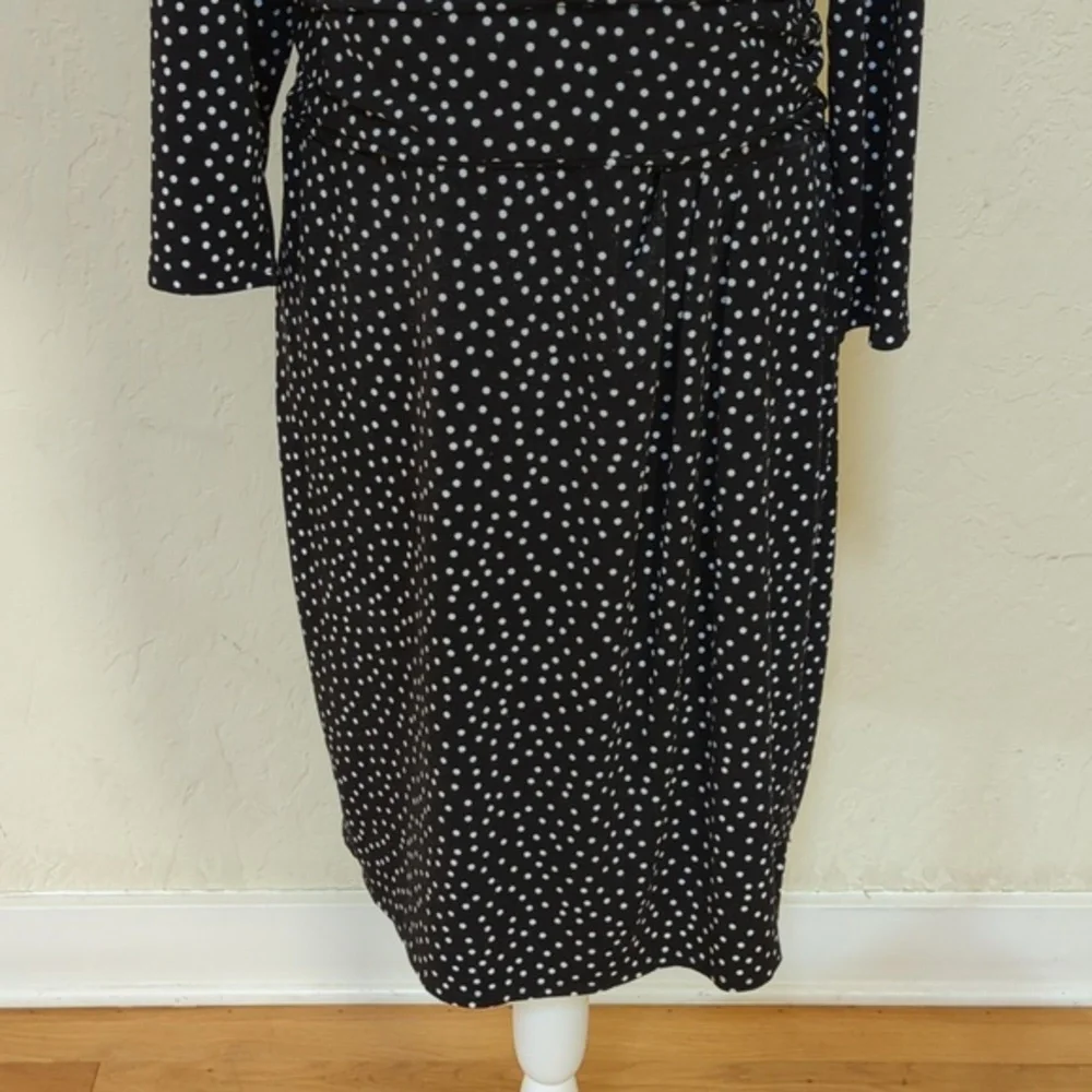 Ann Taylor Black and White Cinched Waist 3/4 Sleeve Sheath Dress Size 12 - Picture 5 of 11